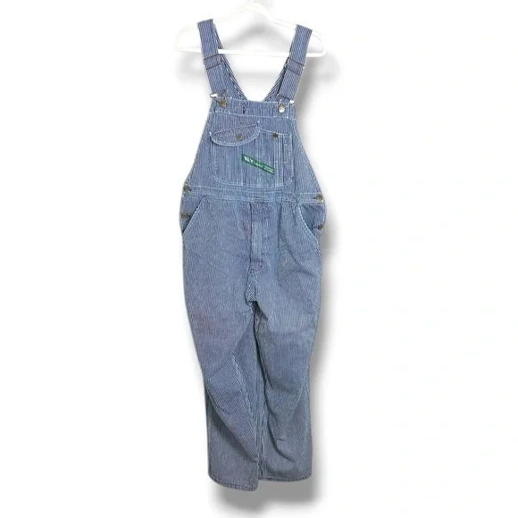 Vintage Key Hickory Blue & White Stripe Overalls L/XL - Picture 1 of 9